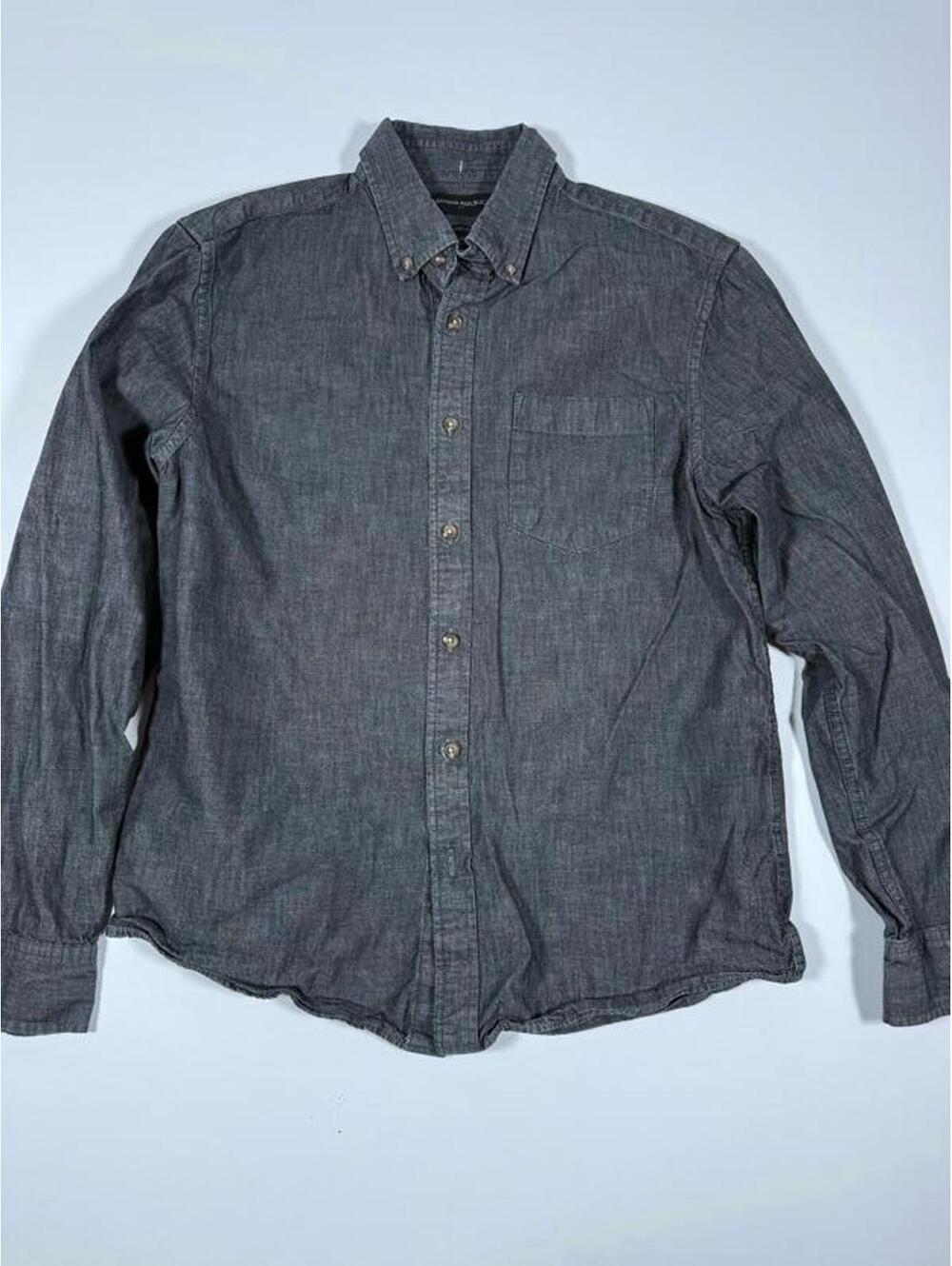 Banana Republic Untucked Slim Fit Gray Button-Up Shirt MED